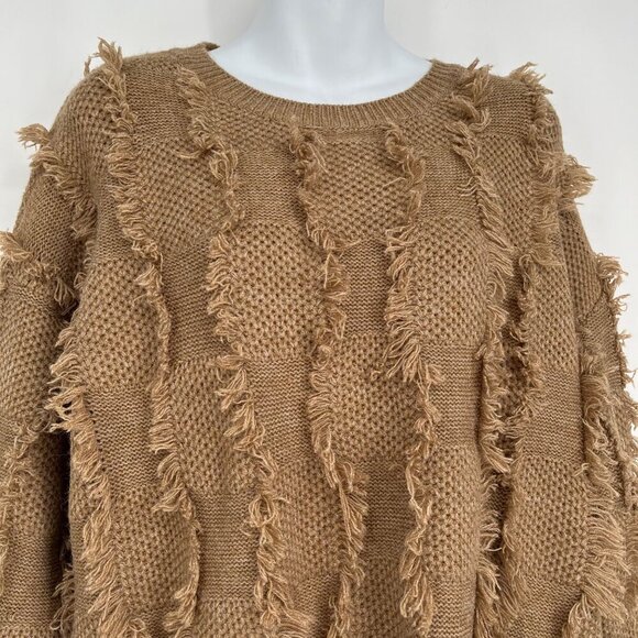Fringed Chunky Knit Sweater Mainstrip Size Oversized Small - Picture 2 of 9